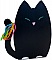 Pot à crayons en bois en forme de chat noir.