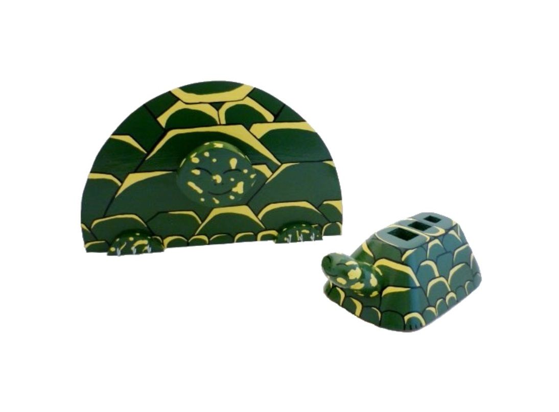 Set de rentr&eacute;e scolaire bois model : tortue Pot a crayon et Porte manteau mural a une pat&egrave;re