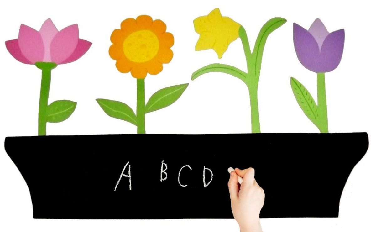 Tableau Ardoise pense-b&ecirc;te en bois model : jardini&egrave;re de fleurs 58x35 cm