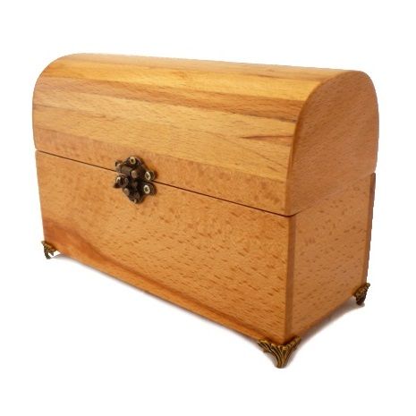 Tr&egrave;s Joli Coffre Cintr&eacute; En H&ecirc;tre Aspect Vieilli Bois Massif