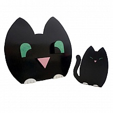 Set de rentr&eacute;e scolaire en bois model : chat espi&egrave;gle Pot a crayon et Porte manteau mural a 3 pat&egrave;res +  porte cl&eacute;