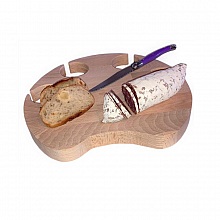 Planche &agrave; d&eacute;couper sp&eacute;cial ap&eacute;ro en bois de h&ecirc;tre naturel FSC model patte de chat emplacement 4 verres a pieds