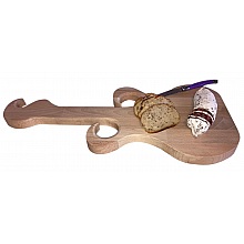 Planche &agrave; d&eacute;couper sp&eacute;cial ap&eacute;ro en bois de h&ecirc;tre naturel FSC model guitare emplacement 2 verres