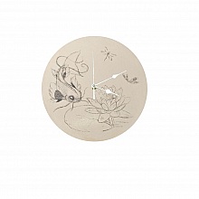Horloge ronde en bois "japon ko&iuml; et lotus"