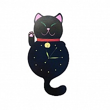 Horloge en bois model  "Maneki-neko" chat chinois