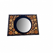 Miroir rectangulaire en rondin de bois couleur &eacute;b&egrave;ne 31 x 22