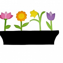 Tableau Ardoise pense-b&ecirc;te en bois model : jardini&egrave;re de fleurs 58x35 cm