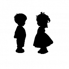 Pancarte mural / porte en bois model :couple de poulbot h 26 cm. gar&ccedil;on L9 cm /fille L13 cm 
