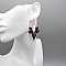 Boucles d'oreilles  en micro-macram&eacute; couleur groseille avec oeil de tigre teint&eacute;