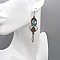 Boucles d'oreilles  en micro-macram&eacute; couleur beige, bleu