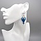 Boucles d'oreilles  en micro-macram&eacute; bleues turquoise avec deux perles en chrysocolle