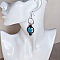 Boucles d'oreilles  en micro-macram&eacute; marron chocolat/bleu Etoile en verre de Murano