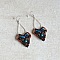 Boucles d'oreilles  en micro-macram&eacute; marron, bleu turquoise, cuivr&eacute;