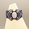Bracelet en micro-macram&eacute; bleu nuit avec une agate ruban&eacute;e sertie de m&eacute;tal dor&eacute;