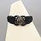 Bracelet en micro-macram&eacute; noir avec une labradorite sertie