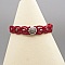 Bracelet en micro-macramé rouge avec pierre labradorite sertie.