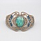 Bracelet en micro-macram&eacute; beige et bleu avec une chrysocolle sertie