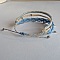 Bracelet multi-rangs 3 en 1 bleu pastel et cr&egrave;me en micro-macram&eacute;  