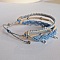 Bracelet multi-rangs 3 en 1 bleu pastel et cr&egrave;me en micro-macram&eacute;  