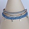 Bracelet multi-rangs 3 en 1 bleu pastel et cr&egrave;me en micro-macram&eacute;  