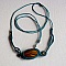Collier en micro-macram&eacute; bleu canard avec une pierre naturelle, l'oeil de tigre