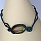Collier en micro-macram&eacute; bleu canard avec une pierre naturelle, l'oeil de tigre