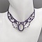 Collier  micro-macram&eacute; mauve gris&eacute;  nacre