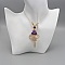 collier sautoir couleur sable et violet en micro-macram&eacute; avec une am&eacute;thyste sertie de laiton