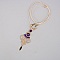 collier sautoir couleur sable et violet en micro-macram&eacute; avec une am&eacute;thyste sertie de laiton