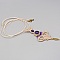 collier sautoir couleur sable et violet en micro-macram&eacute; avec une am&eacute;thyste sertie de laiton