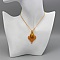 collier sautoir jaune en micro-macram&eacute; avec un jaspe bumblebee serti de laiton