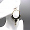 Paire de boucles d'oreilles cr&eacute;oles noires et dor&eacute;es en micro-macram&eacute;
