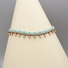 Bracelet de cheville en micro-macram&eacute; "vert menthe &agrave; l'eau"