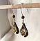 boucles d'oreilles bois et pampille doré