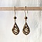 boucles d'oreilles bois et pampille doré