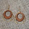 Boucles d'oreilles ailes en bois merisier sur ovale ajour&eacute; en laiton dor&eacute;