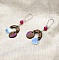 Boucles d'oreilles en bois noyer perles fuchsia