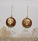 Boucles d'oreilles en bois rond merisier et feuille monstera laiton dor&eacute;