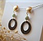 Boucles d'oreilles clip en bois noyer et pierres de gemme amazonite