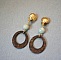 Boucles d'oreilles clip en bois noyer et pierres de gemme amazonite