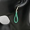 Boucles d'oreilles en cuir jade clous longs rectangulaires dor&eacute;s
