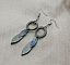 Boucles d'oreilles feuille en bois et m&eacute;tal patin&eacute; vert de gris