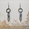Boucles d'oreilles feuille en bois et m&eacute;tal patin&eacute; vert de gris