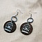 Boucles d'oreilles graphiques en bois noyer, pendentif cage à oiseau.
