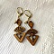 boucles d'oreilles bois et perles pierre beige