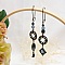 Boucles d'oreilles pendantes asym&eacute;trique laiton naturel et perles en h&eacute;matite