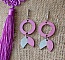 Boucles d'oreilles pendantes g&eacute;om&eacute;triques en bois Fuchsia et Gris