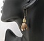 Boucles d'oreilles pendantes larges p&eacute;tales en laiton naturel et perles gemme 