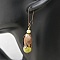 Boucle d'oreille pendante pétale laiton et perle gemme olivine.