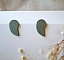 Puces d'oreilles graphiques en bois vert de gris m&eacute;tallis&eacute;